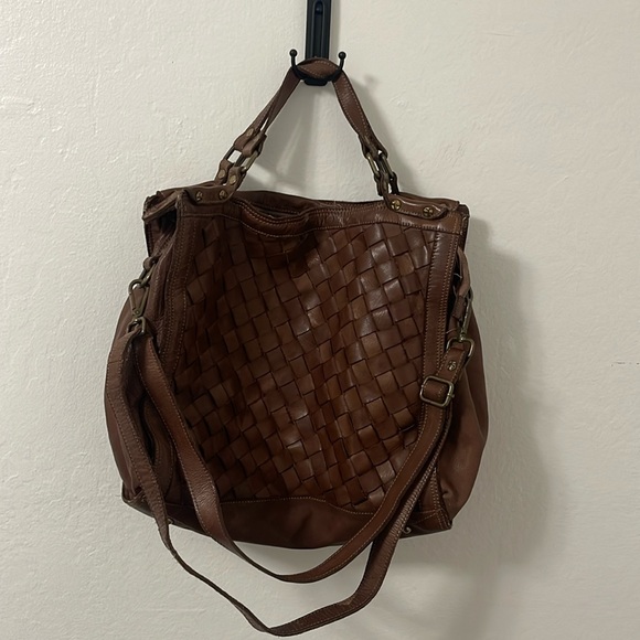 Civico 93 Woven Brown Leather Tote Satchel EUC - Picture 1 of 8